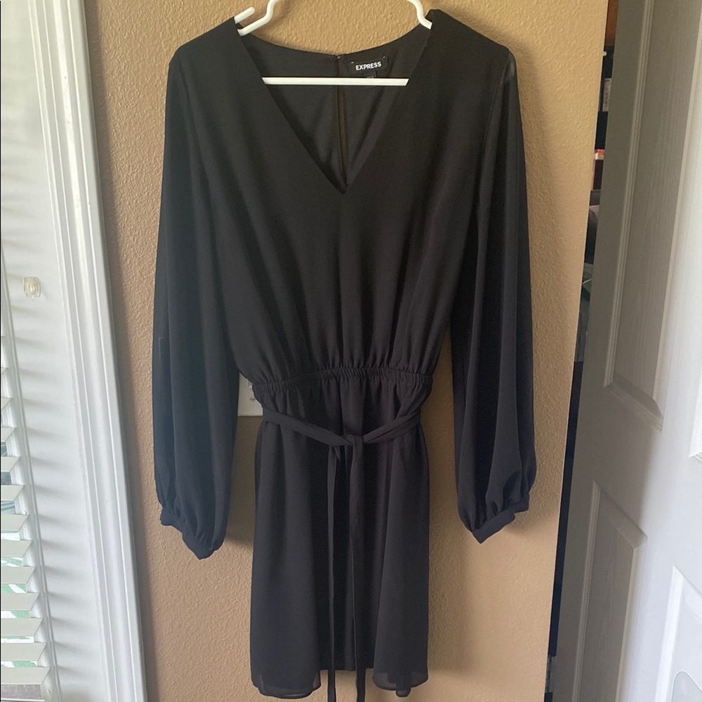 Express Black Wrap Sundress with Bishop Sleeves Size LG